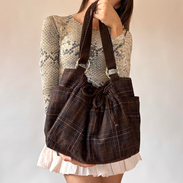 Y2K Brown Plaid Bag