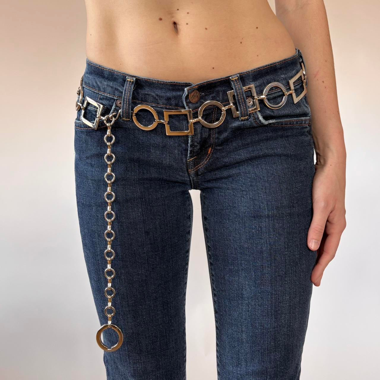 Y2K Silver Chain Belt (L/XL)