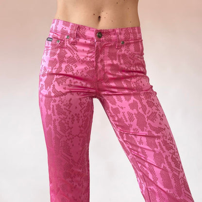 Y2K Pink Snakeskin Pants (XXS)