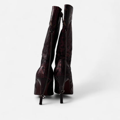 Chained Up Leather Stiletto Boots (6.5)