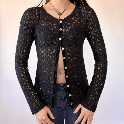 2000s Noir Sequin Cardigan (S)