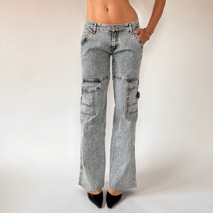 Y2K Acid Cargo Jeans (S)