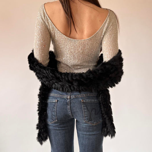 Noir Rabbit Fur Scarf