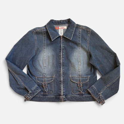 Y2K Denim Buckle Jacket (L)