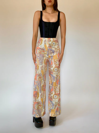 Vintage 1970s Novelty Print Pants (XS/S)