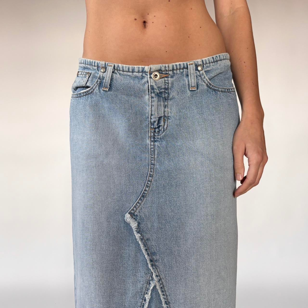 90s Light Wash Denim Maxi Skirt (S)
