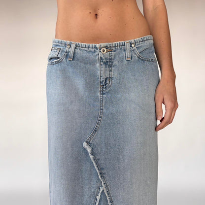 90s Light Wash Denim Maxi Skirt (S)