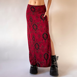 90s Slinky Red Maxi Skirt (S)