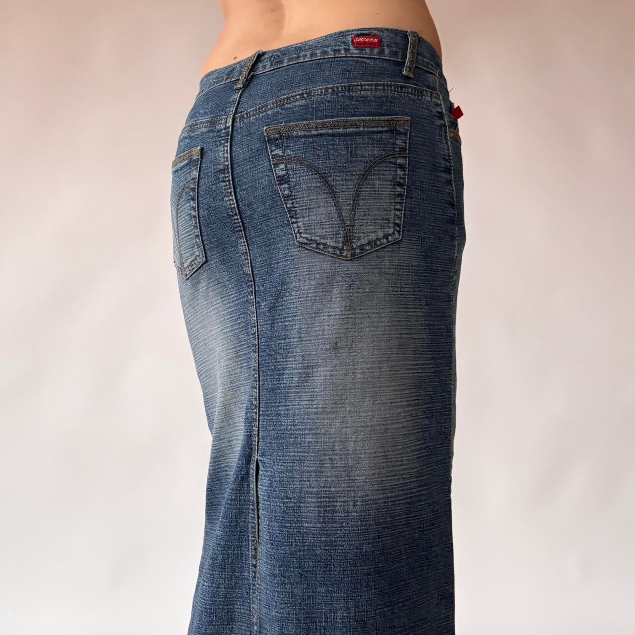 Y2K Denim Maxi Skirt (XS)