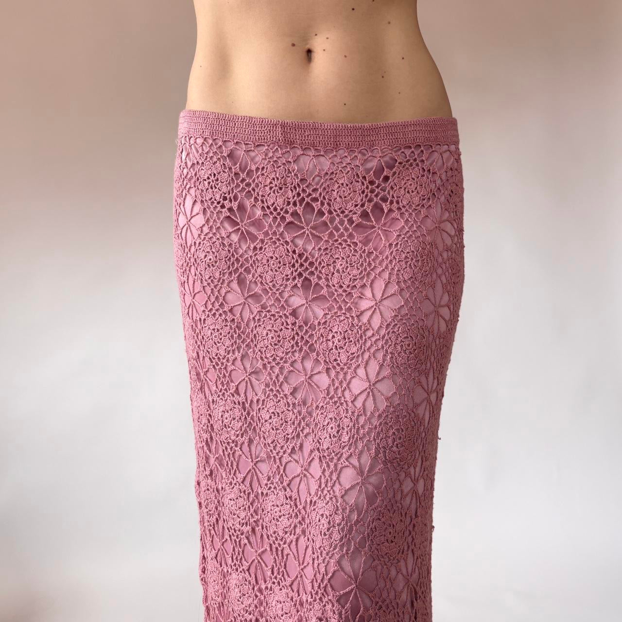 Y2K Deadstock Crochet Midi Skirt (M)