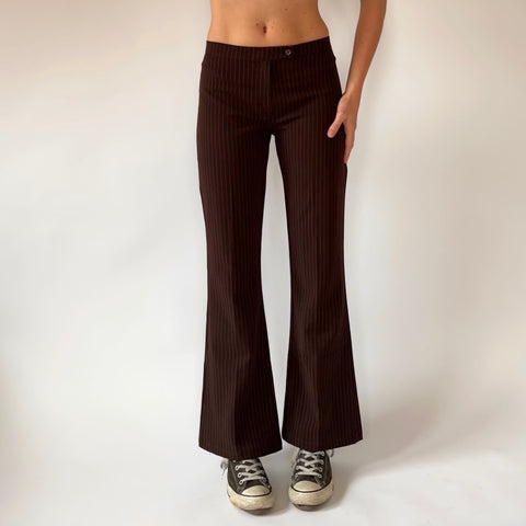 90s Brown Pinstripe Flares (XS/S)