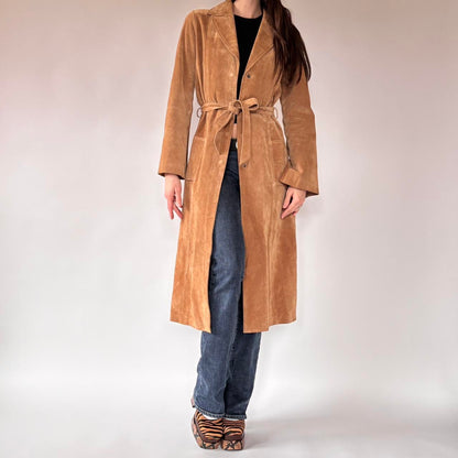 Y2K Suede Leather Trenchcoat (S)