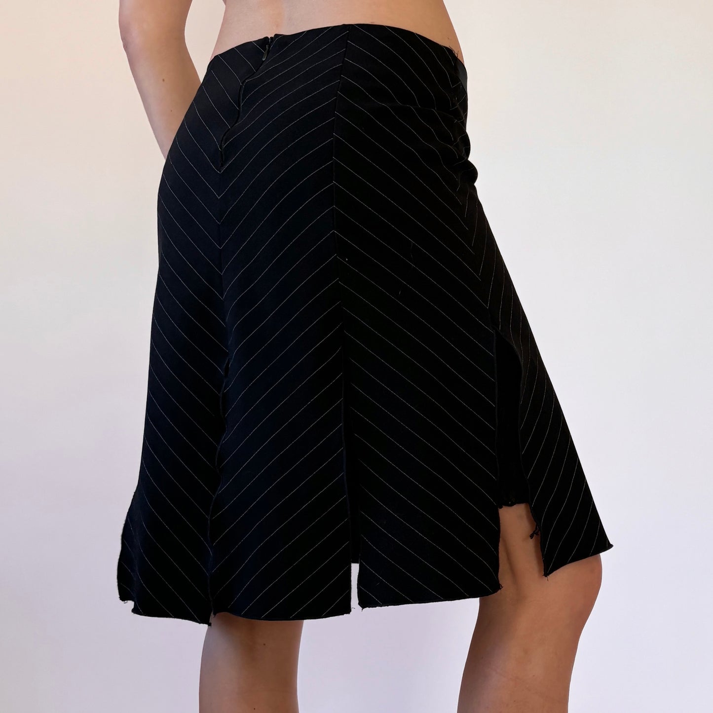 90s Pinstripe Split Hem Midi (S)