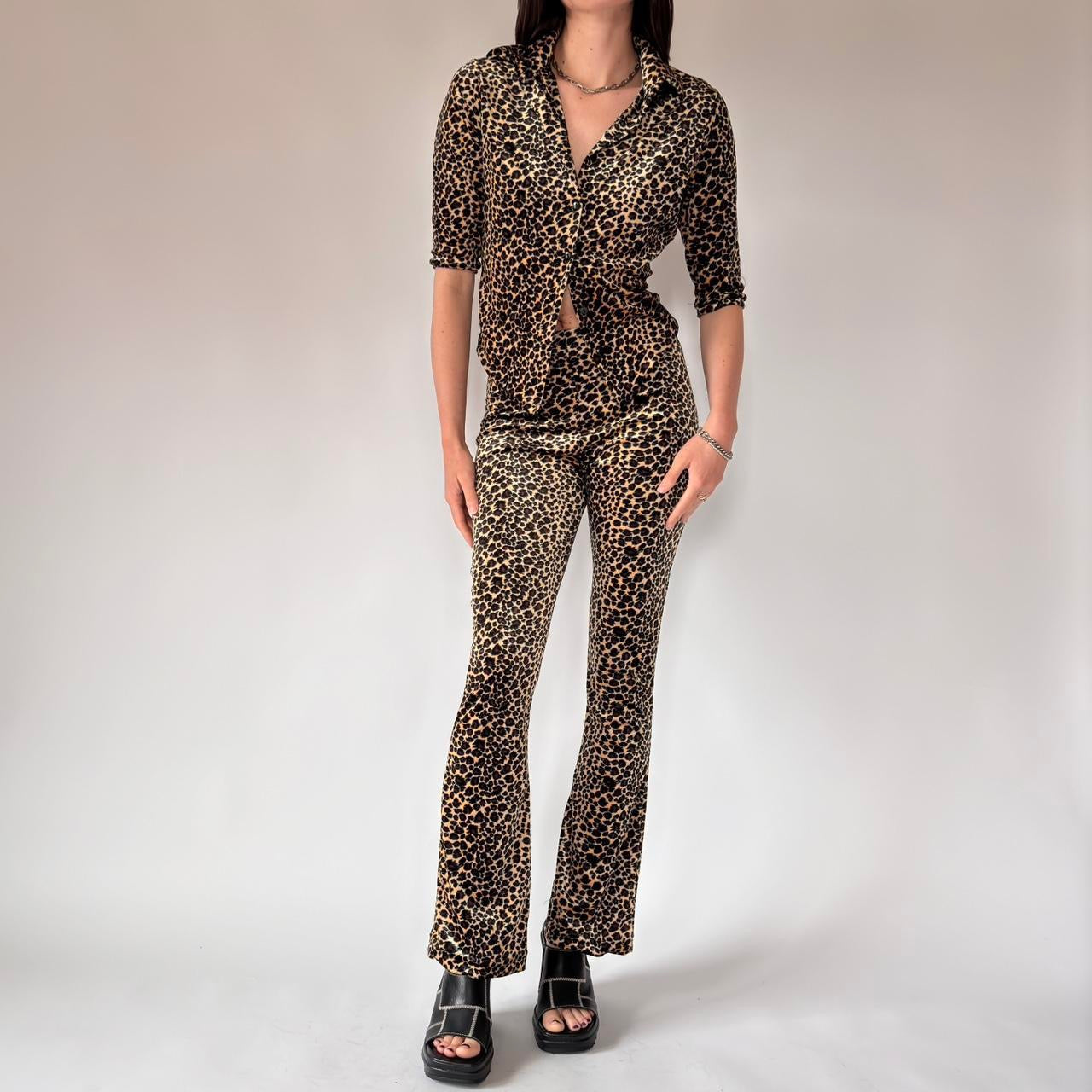 90s Leopard Velvet Two-Piece Set (S)