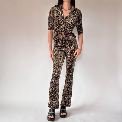 90s Leopard Velvet Two-Piece Set (S)