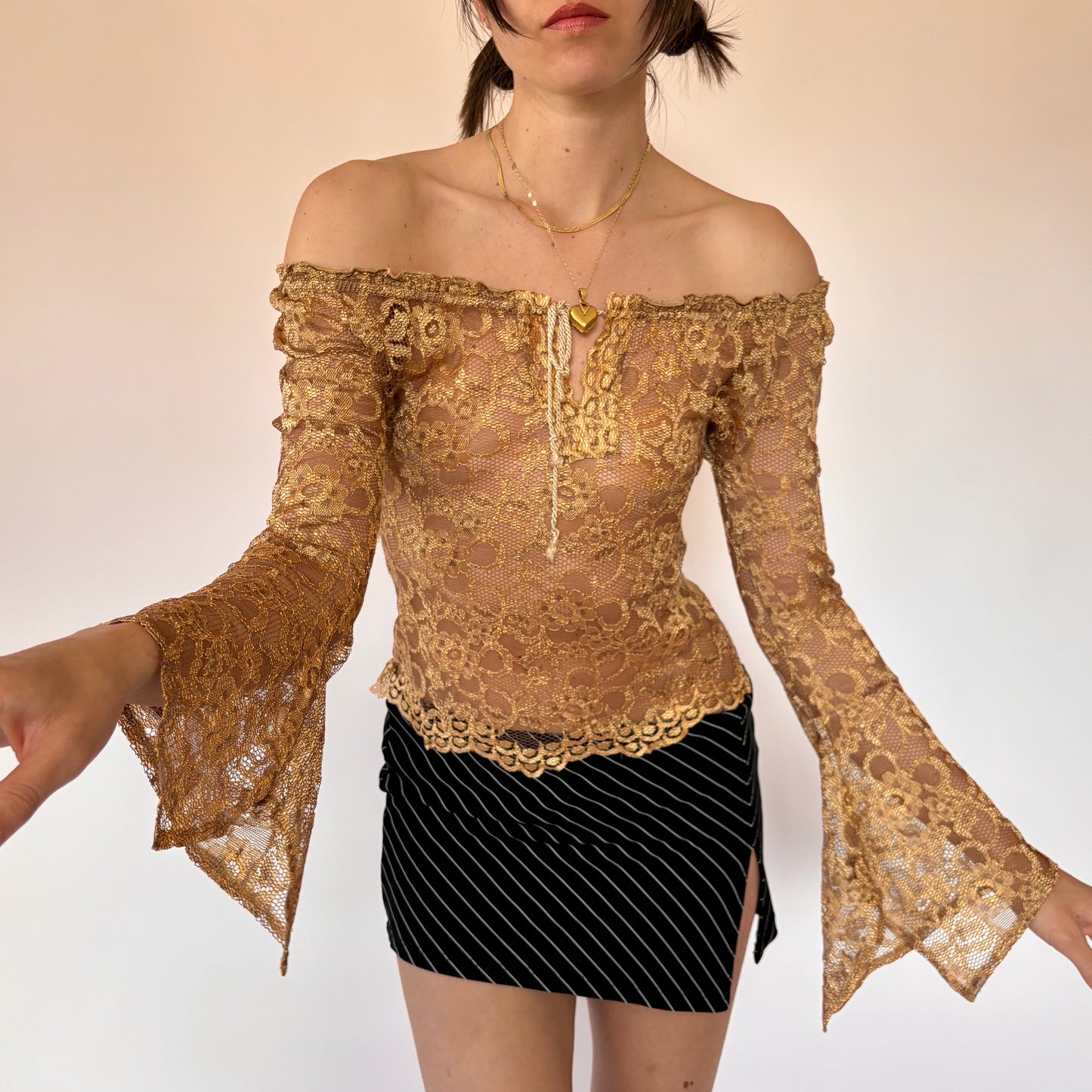 Y2K Boho Bell Sleeve Top (XS/S)