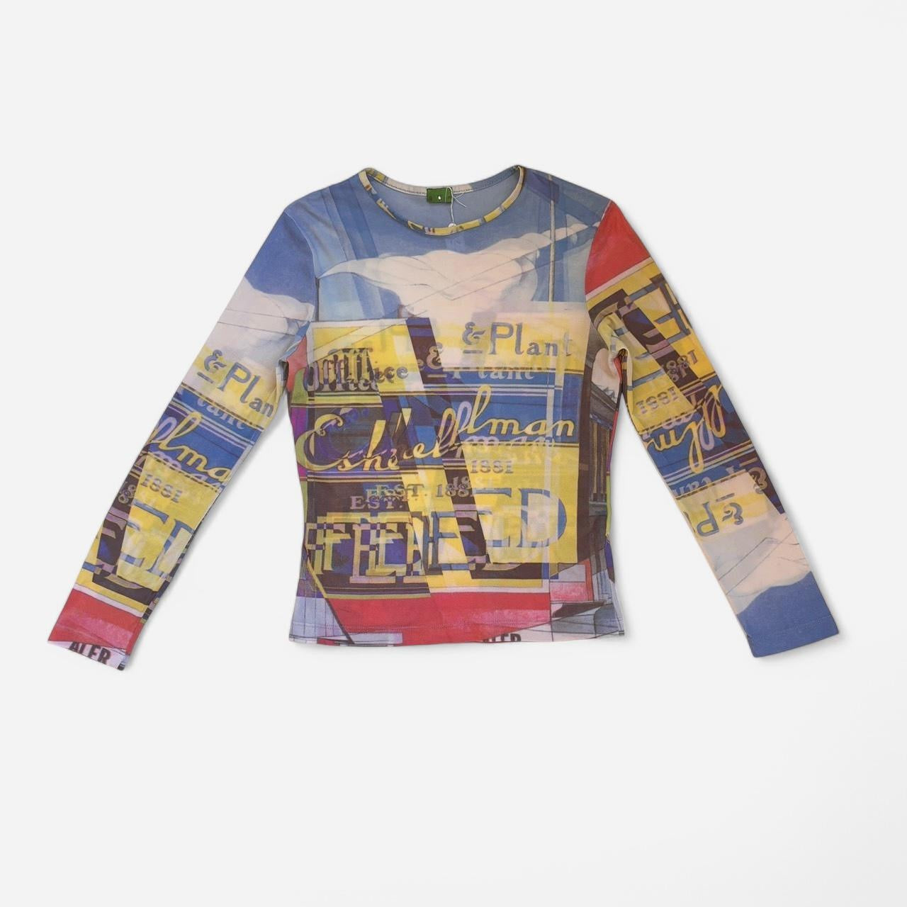 Y2K Novelty Print Mesh Top (M)