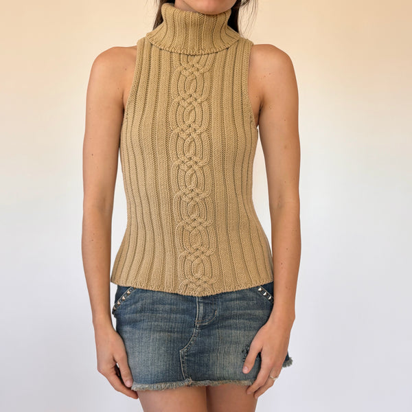 2000s Sleeveless Knit Turtleneck (S/M)