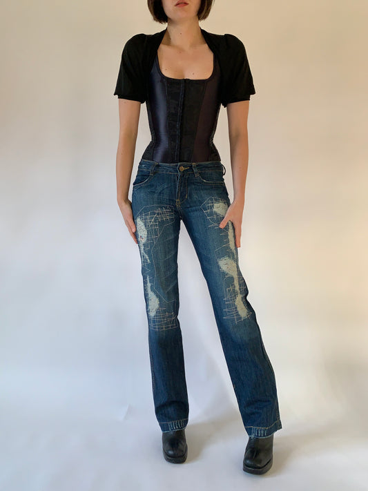 Y2K Distressed Jeans - XS