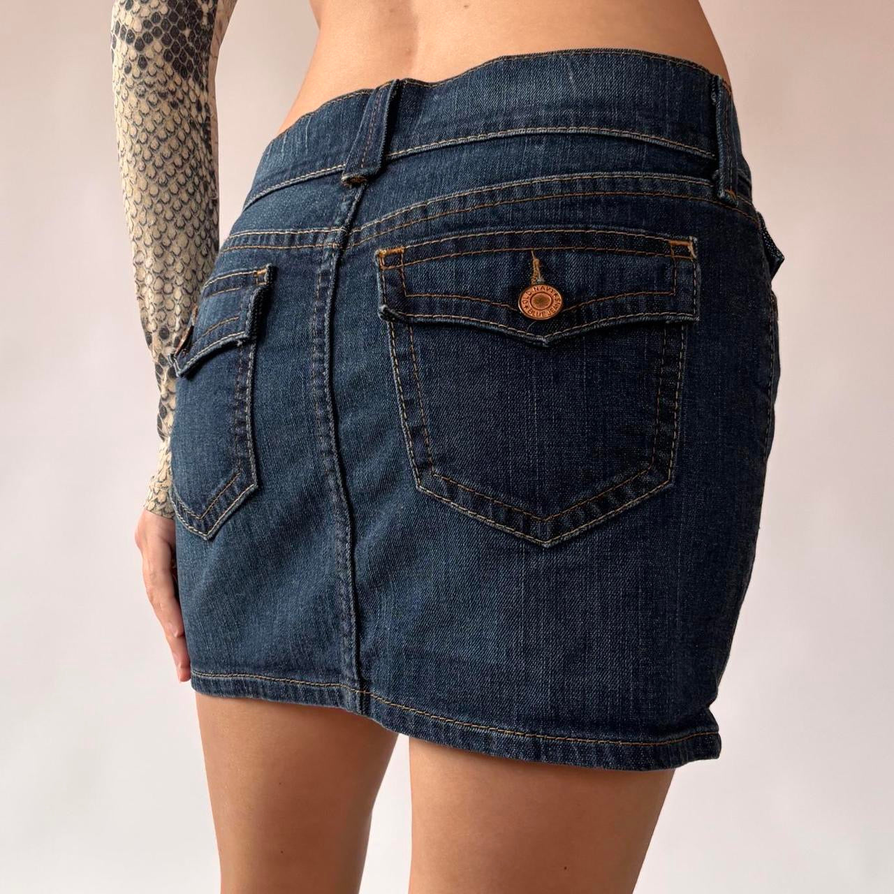 2007 Dark Wash Denim Mini Skirt (XS/S)