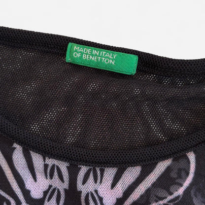 Benetton Graphic Mesh Longsleeve Top (XS)