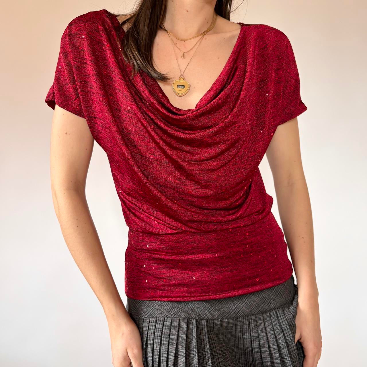 Y2K Crimson Slouchy Top (S/M)