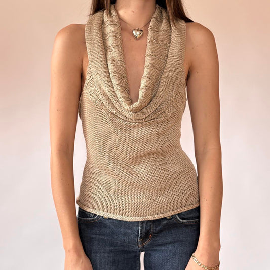 Y2K Slouchy Knit Backless Top (M/L)