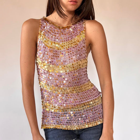 Y2K Crochet Sequin Top (L/XL)
