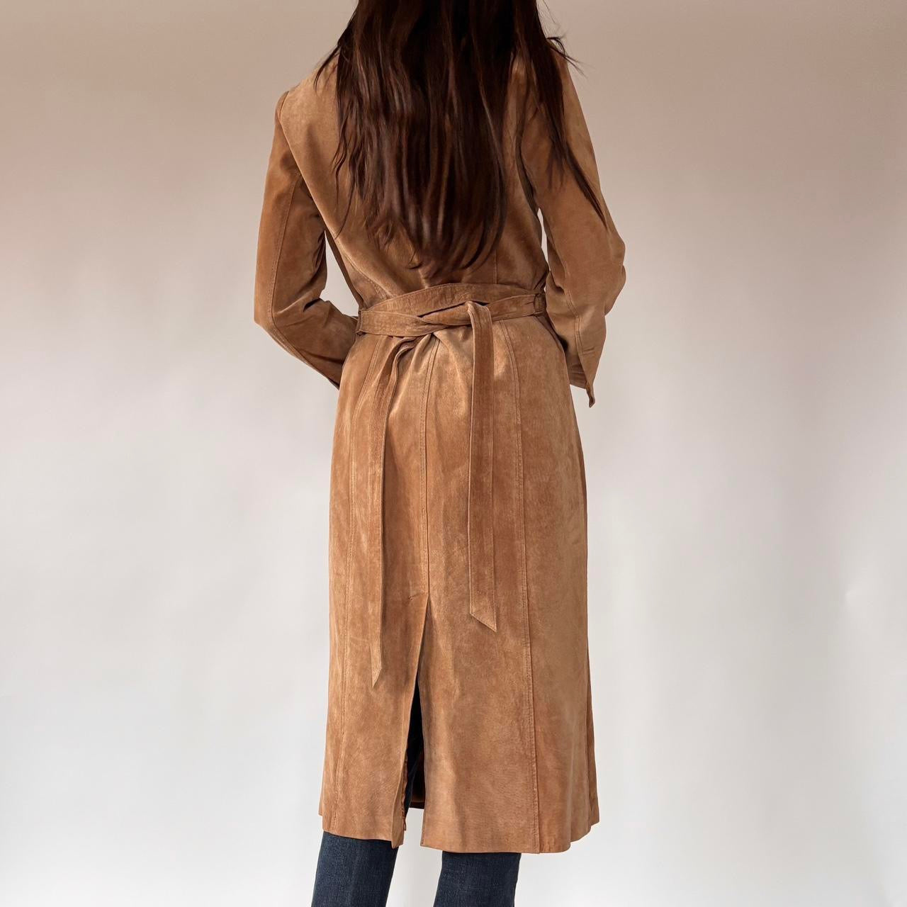 Y2K Suede Leather Trenchcoat (S)