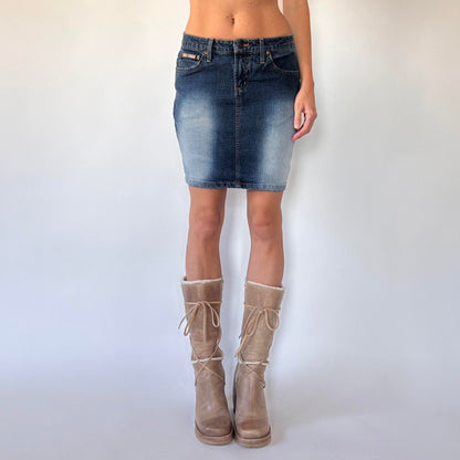 Y2K Faded Denim Skirt (S)