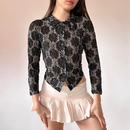 90s Lace Collared Blouse (M)