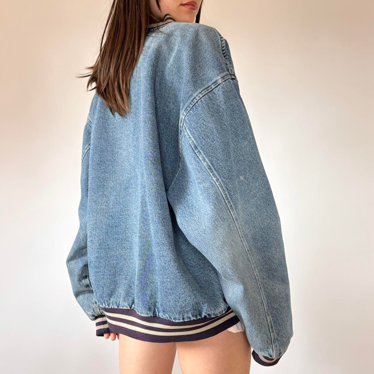 90s Boyfriend Denim Bomber Jacket (XL)