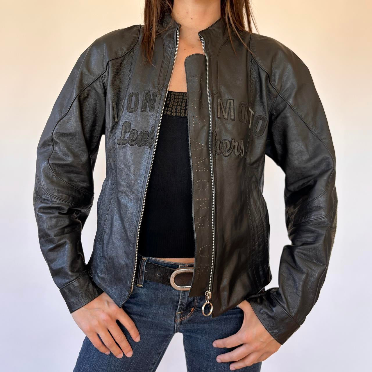 90s Bombshell Leather Moto Jacket (S)