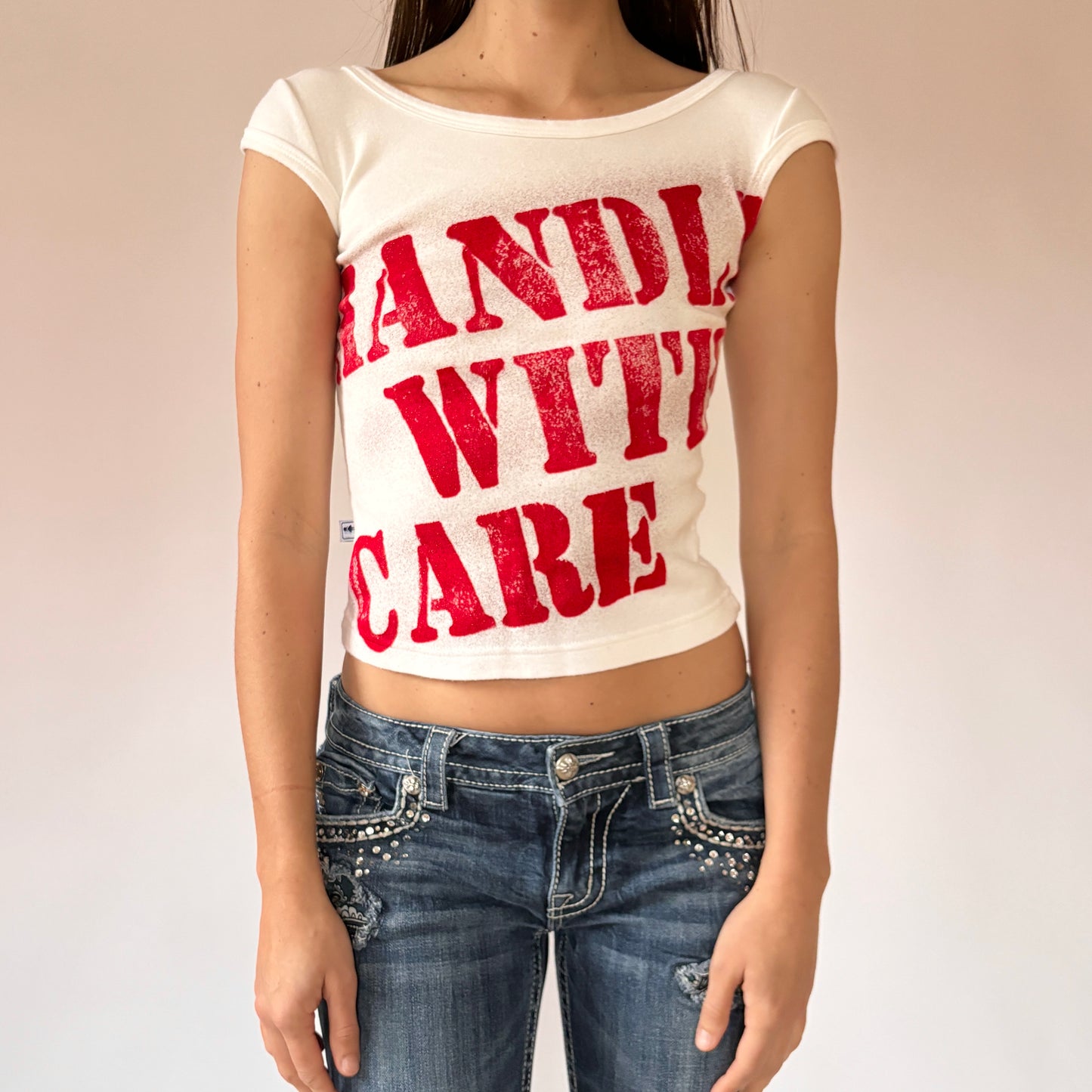 90s Handle With Care Baby Tee (XXS/XS)