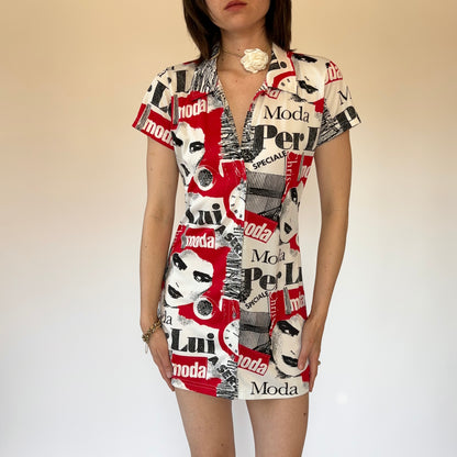 90s Media Print Dress (M)