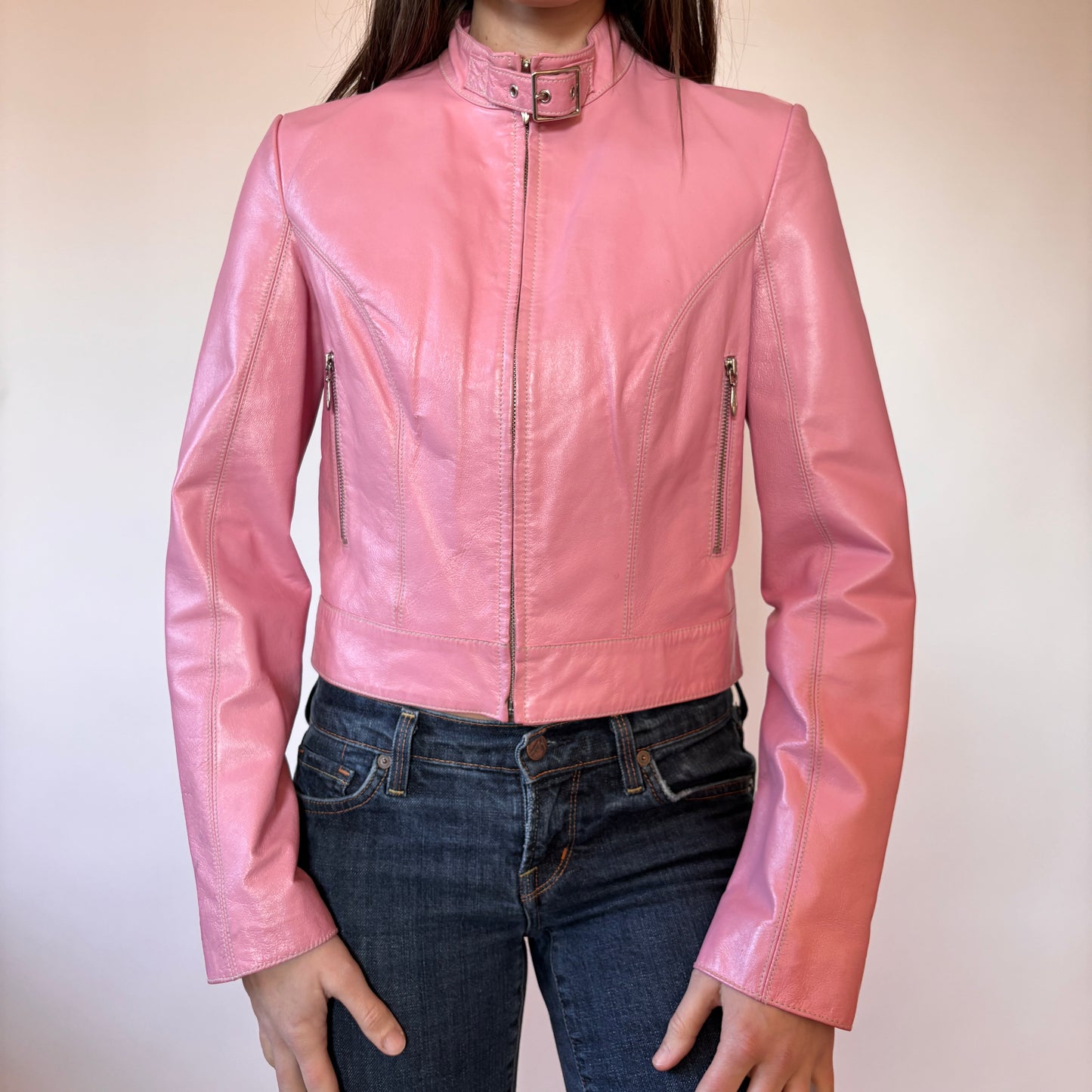 Wilson’s Leather Pink Moto Jacket (XS)