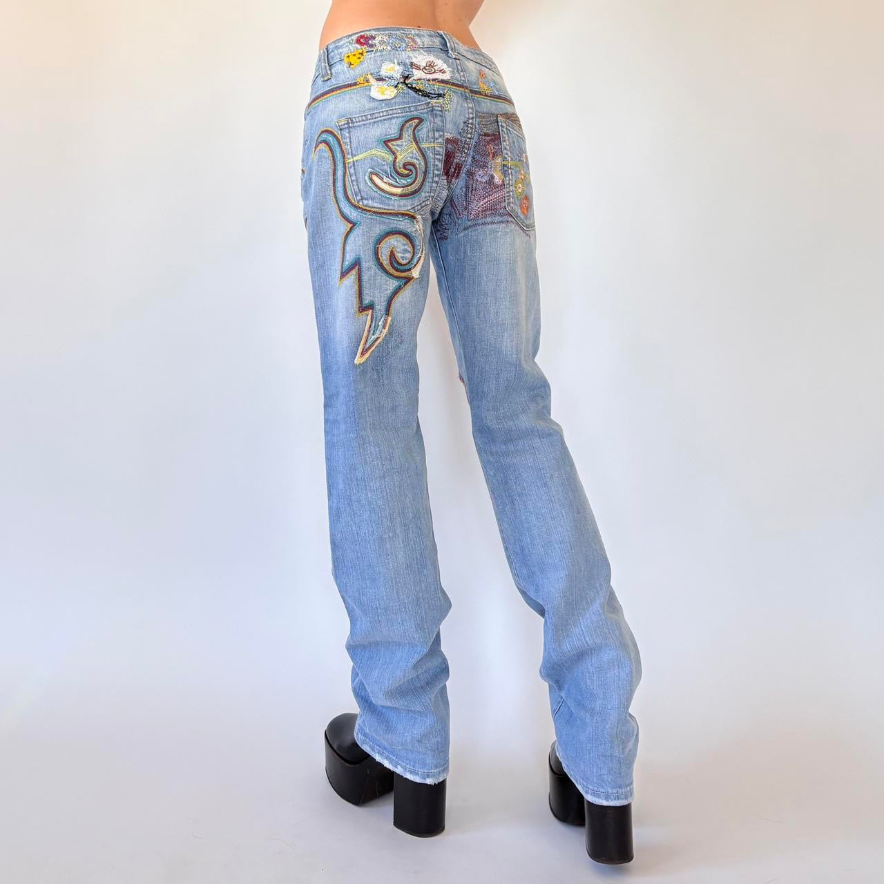 Y2K Embroidered Jeans (M)