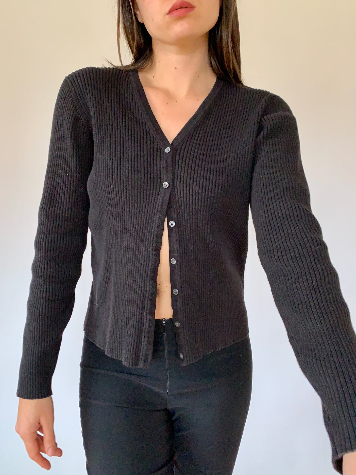 Vintage Ribbed Cardigan - Medium