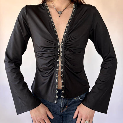 2000s Noir Hook & Eye Top (S)