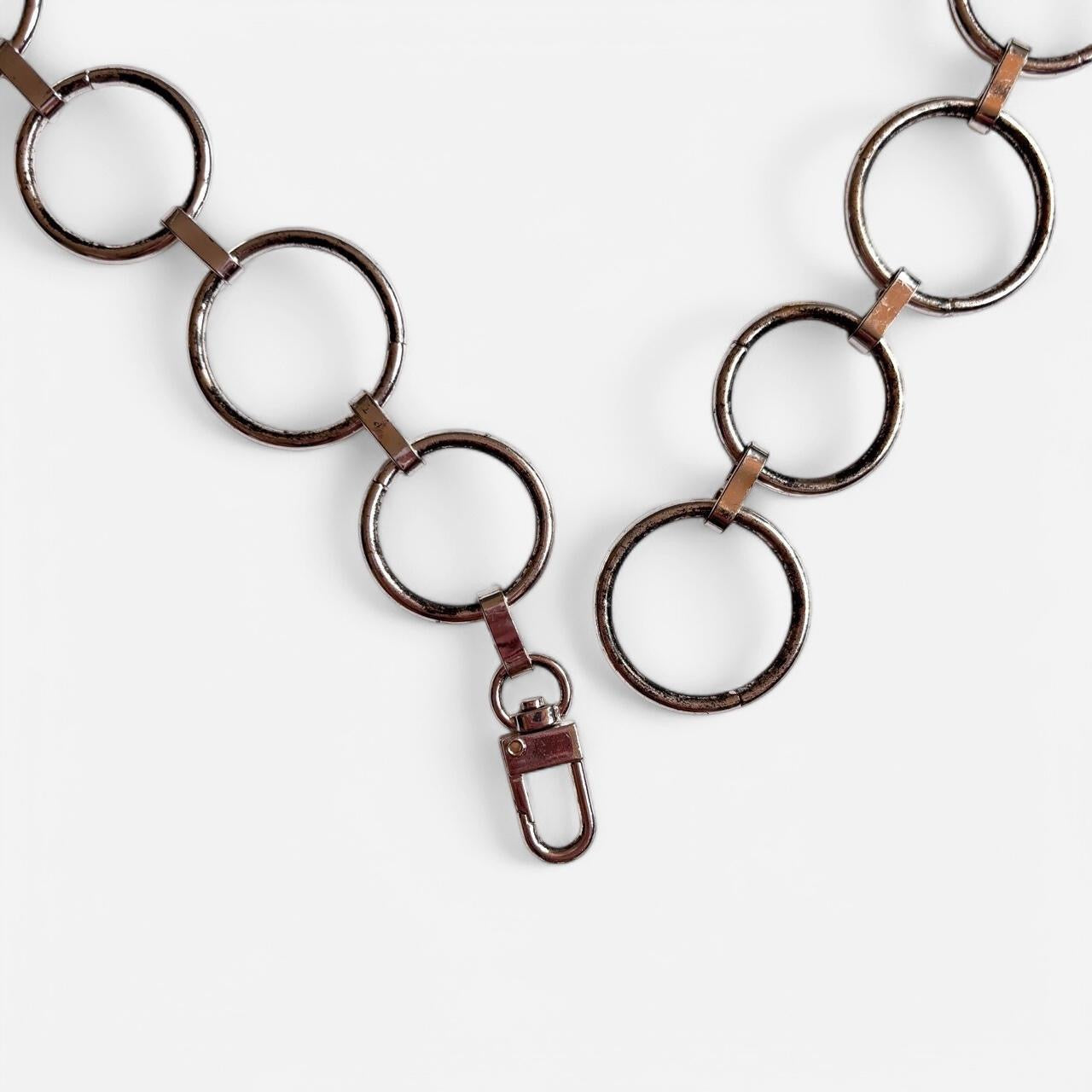 Y2K Silver O Ring Chain Belt (S/M)