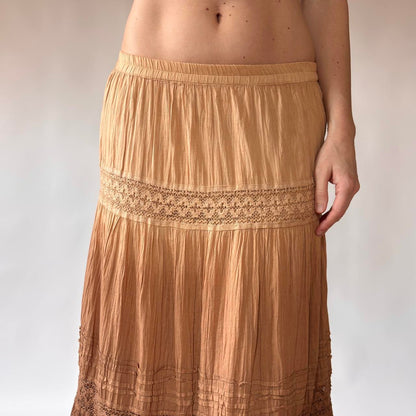 Y2K Tiered Cotton Maxi Skirt (M/L)