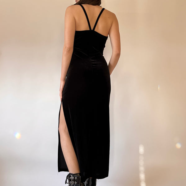 90s Noir Velvet Gown (S)