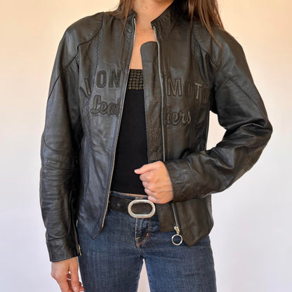 90s Bombshell Leather Moto Jacket (S)