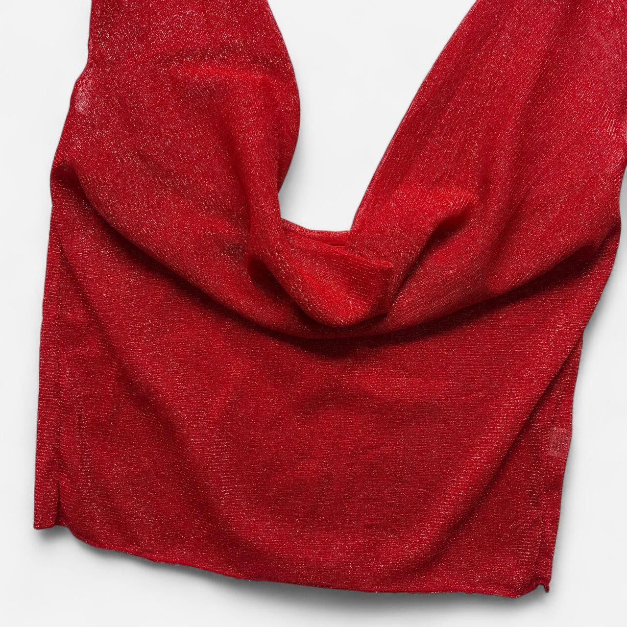 Cowl Neck Glittery Mesh Halter (L/XL)