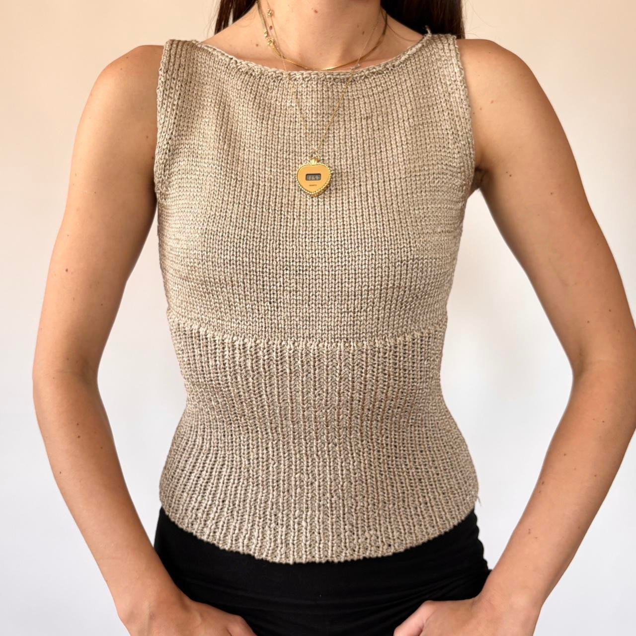 2000s DKNY Gold Knit Tank (XS)