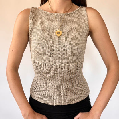 2000s DKNY Gold Knit Tank (XS)