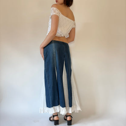 2000s Denim Eyelet Maxi Skirt (L)