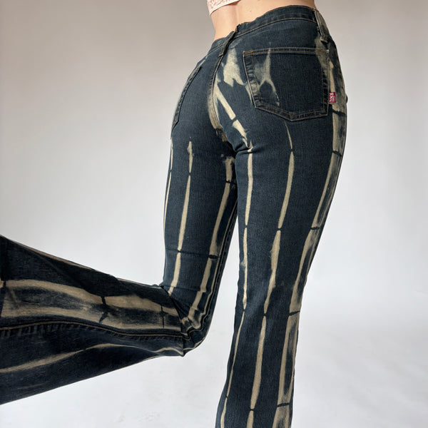 Y2K Bleach Striped Jeans (XS)