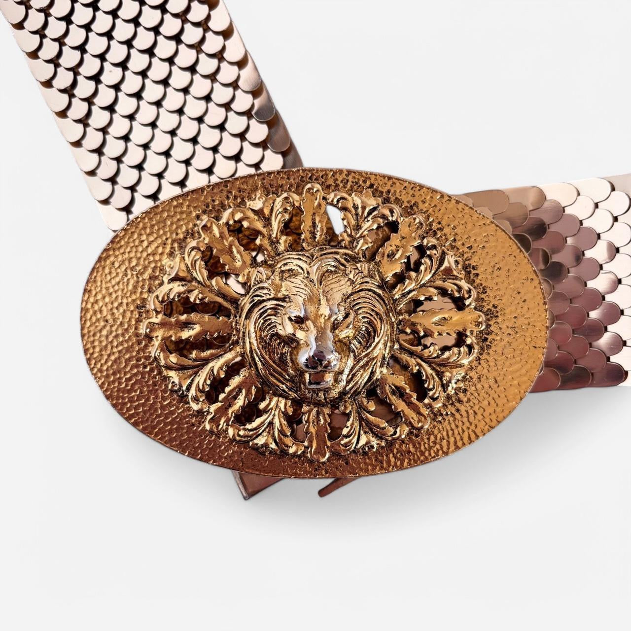 Vintage Gold Lion Head Medallion Belt (S/M)