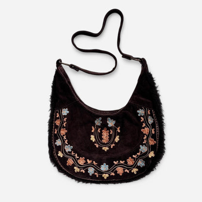 Y2K Does 70s Embroidered Suede Purse